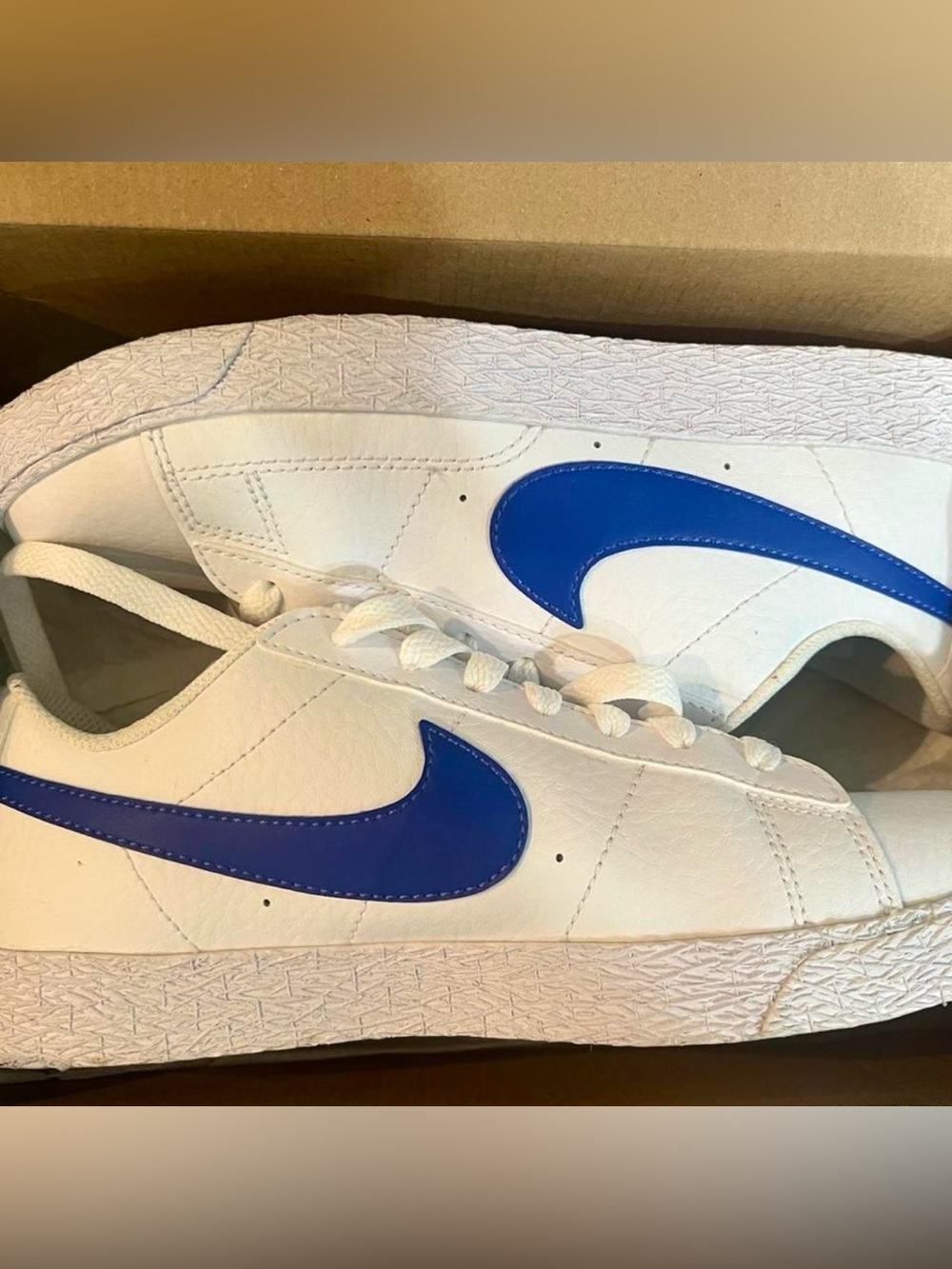 Nike Blazer Low GS White Astronomy Blue Leather Sneakers Youth 6Y Women’s 7.5
